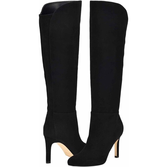 NEW-Wide Calf Nine West Sancha Women's Black 100% Suede Knee High Boots-Size 7 - Picture 1 of 9